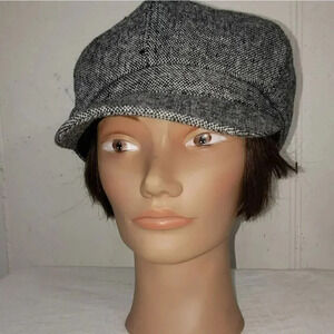 Fashion‎ Black/ white tweed Gatsby hat